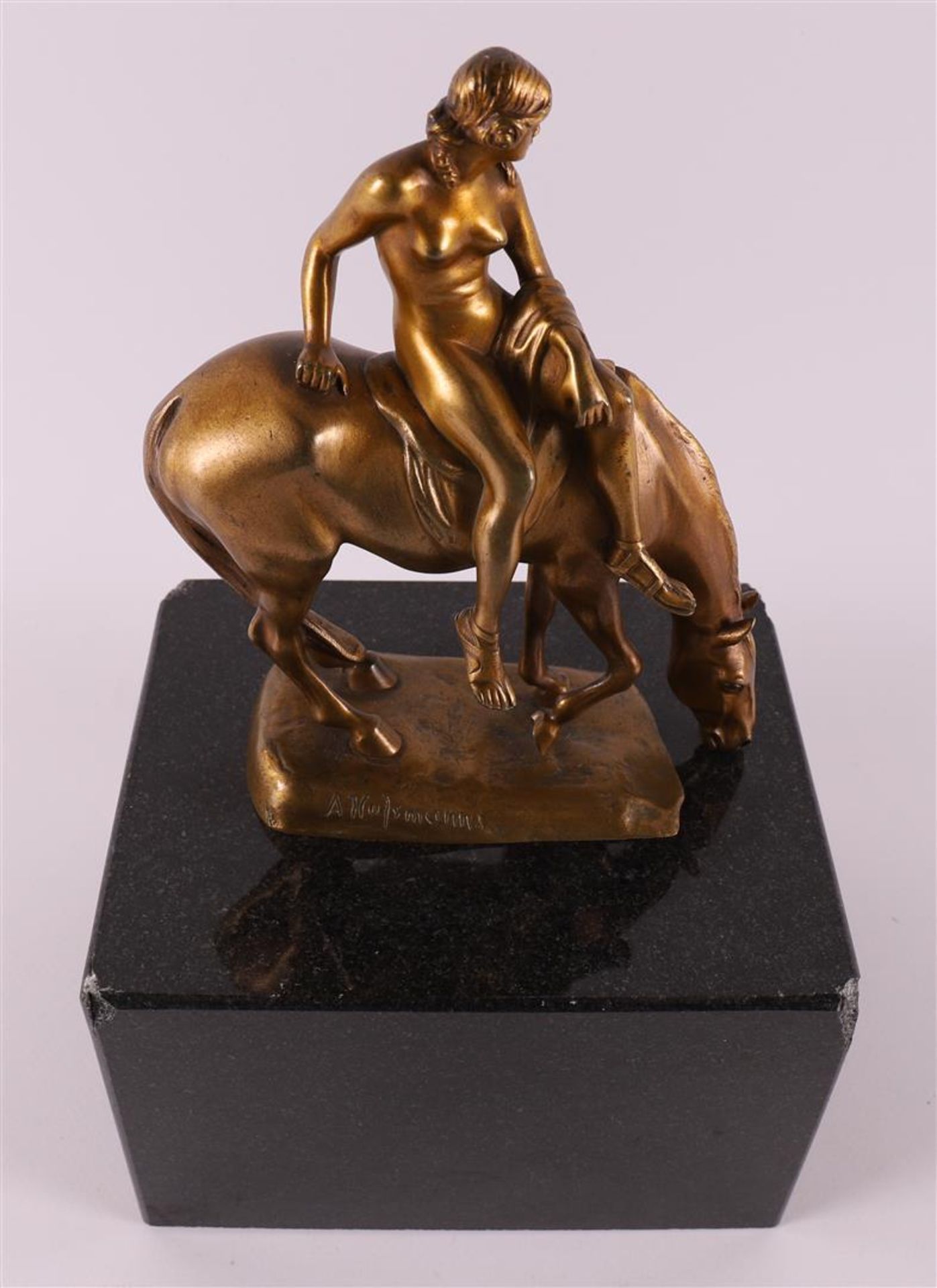 Hussmann, Albert Hinrich (1874-1946) A bronze female nude on horseback. - Image 2 of 9