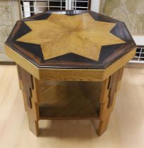 An octagonal Amsterdam school coffee table, ca. 1920.