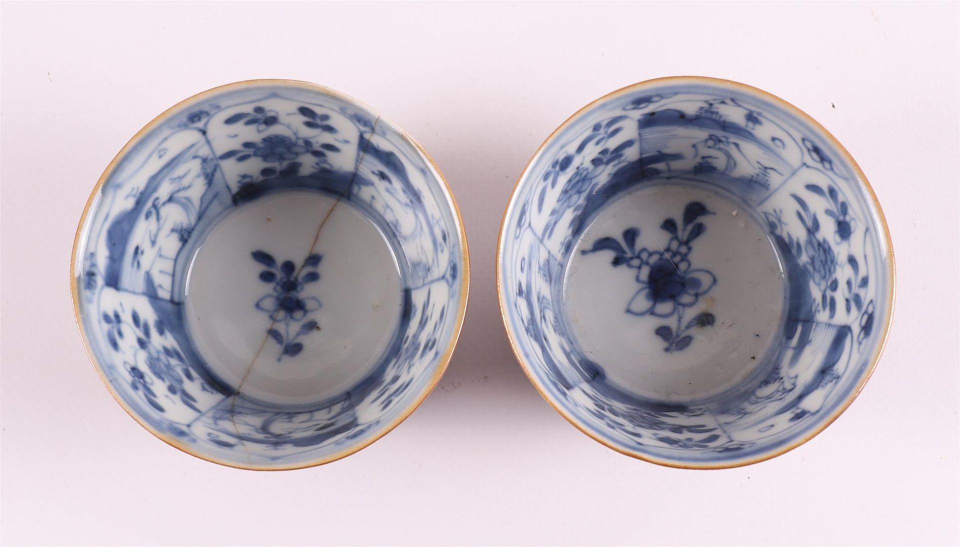 A series of blue/white and capuchin porcelain cups and saucers, China, Qianlong - Image 13 of 18