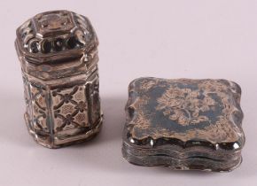 A second grade 835/1000 silver lodderein box and peppermint box, 19th century