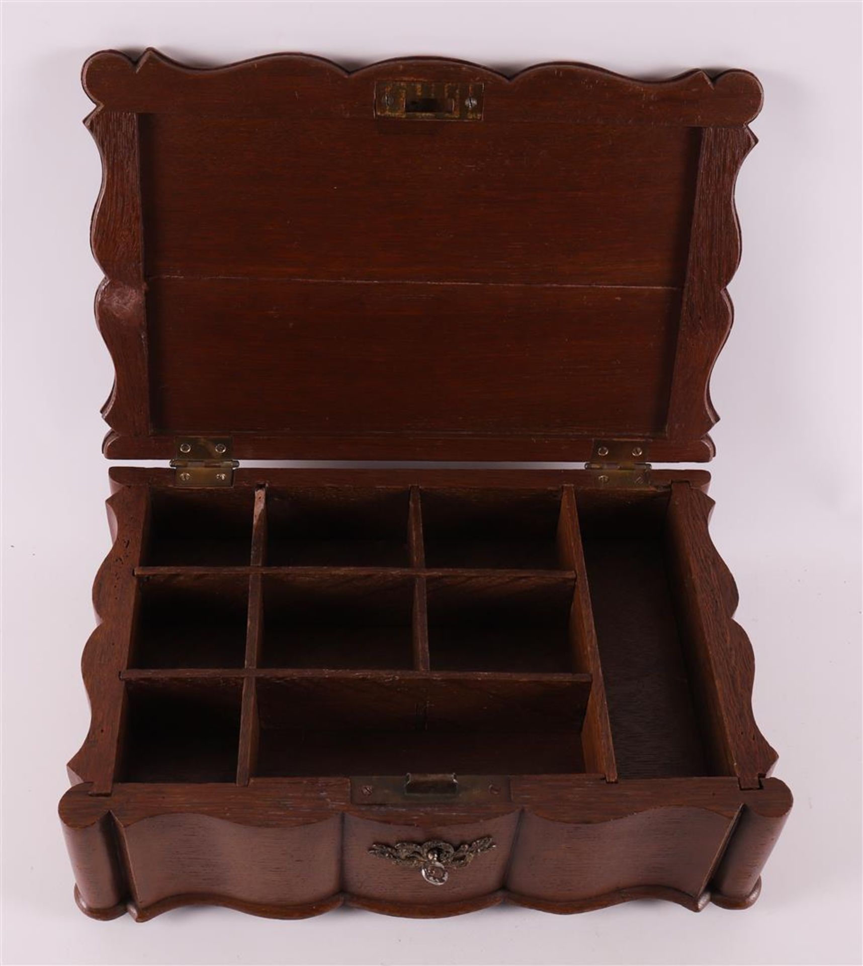 An organ-curved oak document box, 18th century. - Image 2 of 5