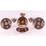 Four famille rose porcelain cups and saucers, Batavia porcelain, China, 18th cen