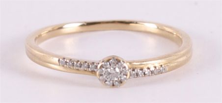 A 14 kt 585/1000 gold ring with 20 diamonds.