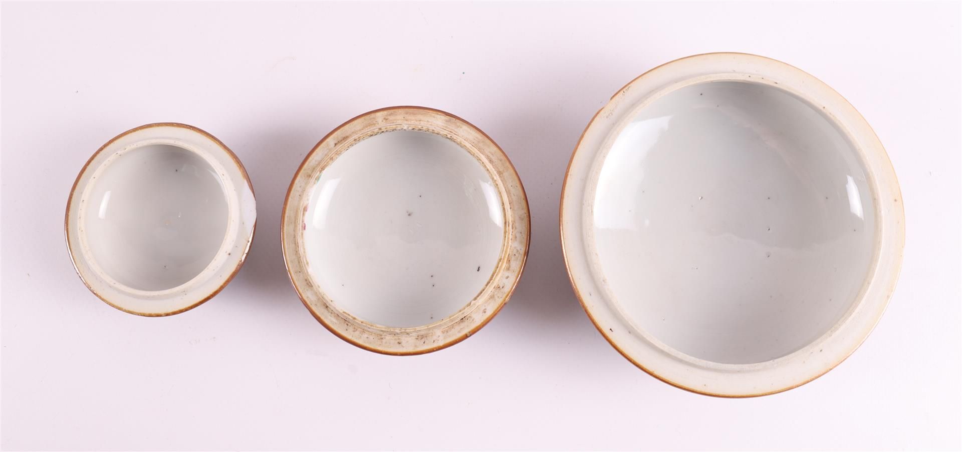 Three various porcelain famille rose lidded pots, so-called Batavia porcelain, C - Image 9 of 10