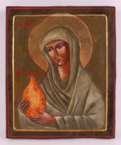 An icon depicting 'Female saint'. 20th century.