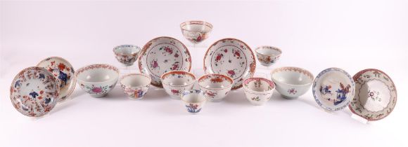 Chinese porcelain bowls, cups and saucers, including Chinese Imari, 18th century