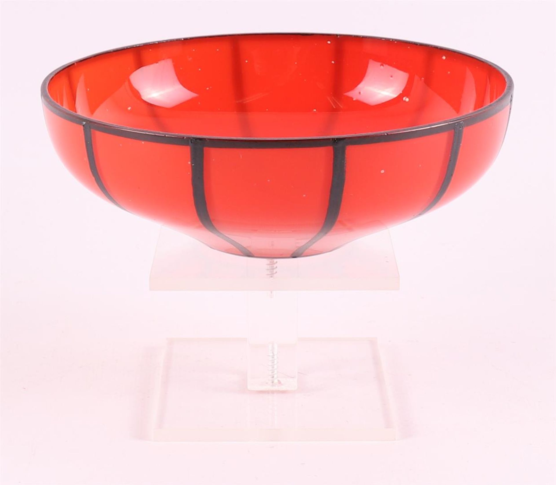 A red glass Viennese school 'Tango' bowl, Czechoslovakia, Loetz, ca. 1920