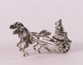 Etagere silver. A Roman chariot with two horses, 20th century