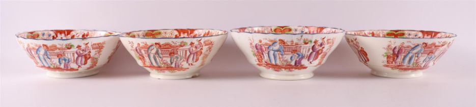 A set of five earthenware cupboard bowls, 19th century.