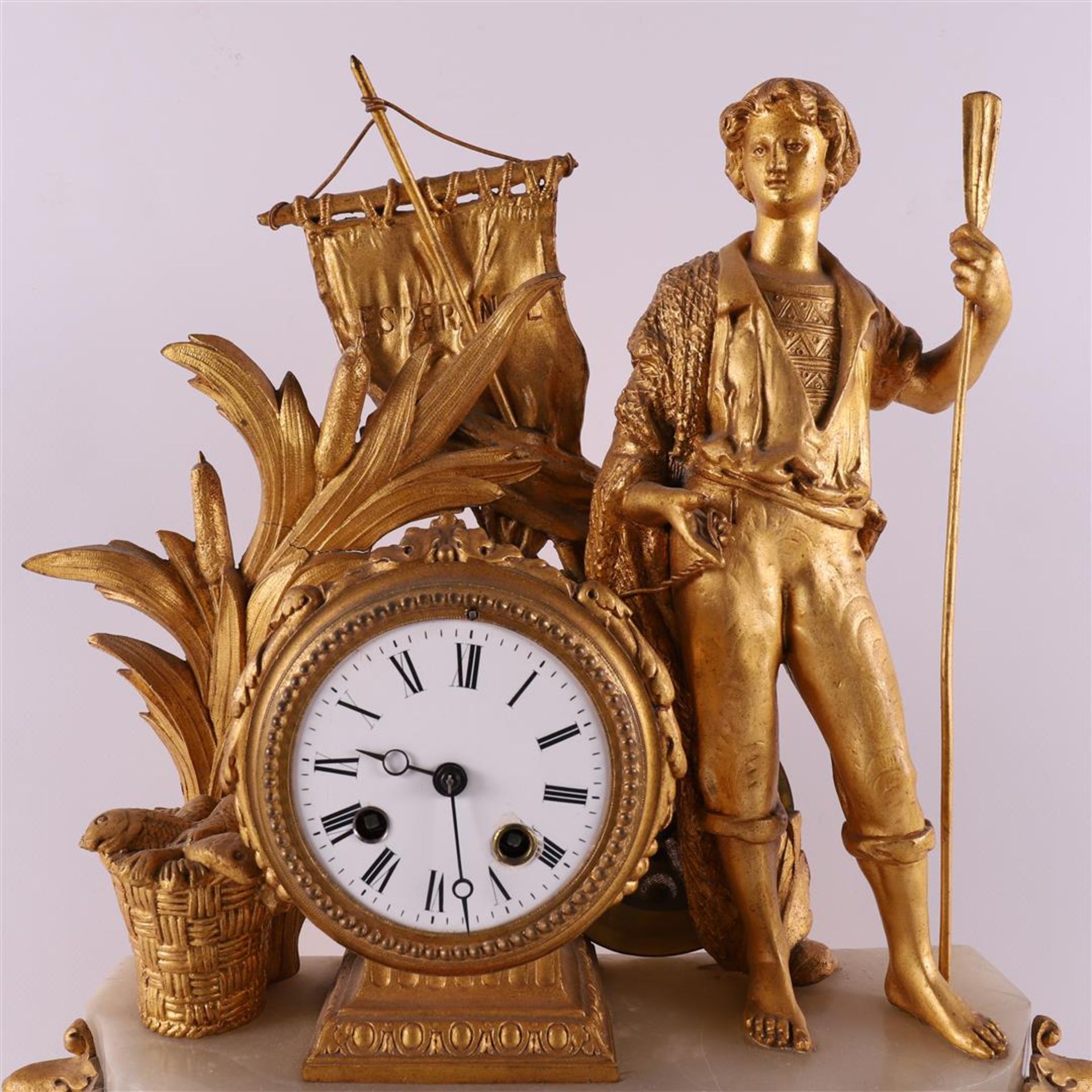 A bronzed white metal mantel clock, France, late 19th century. - Image 2 of 6