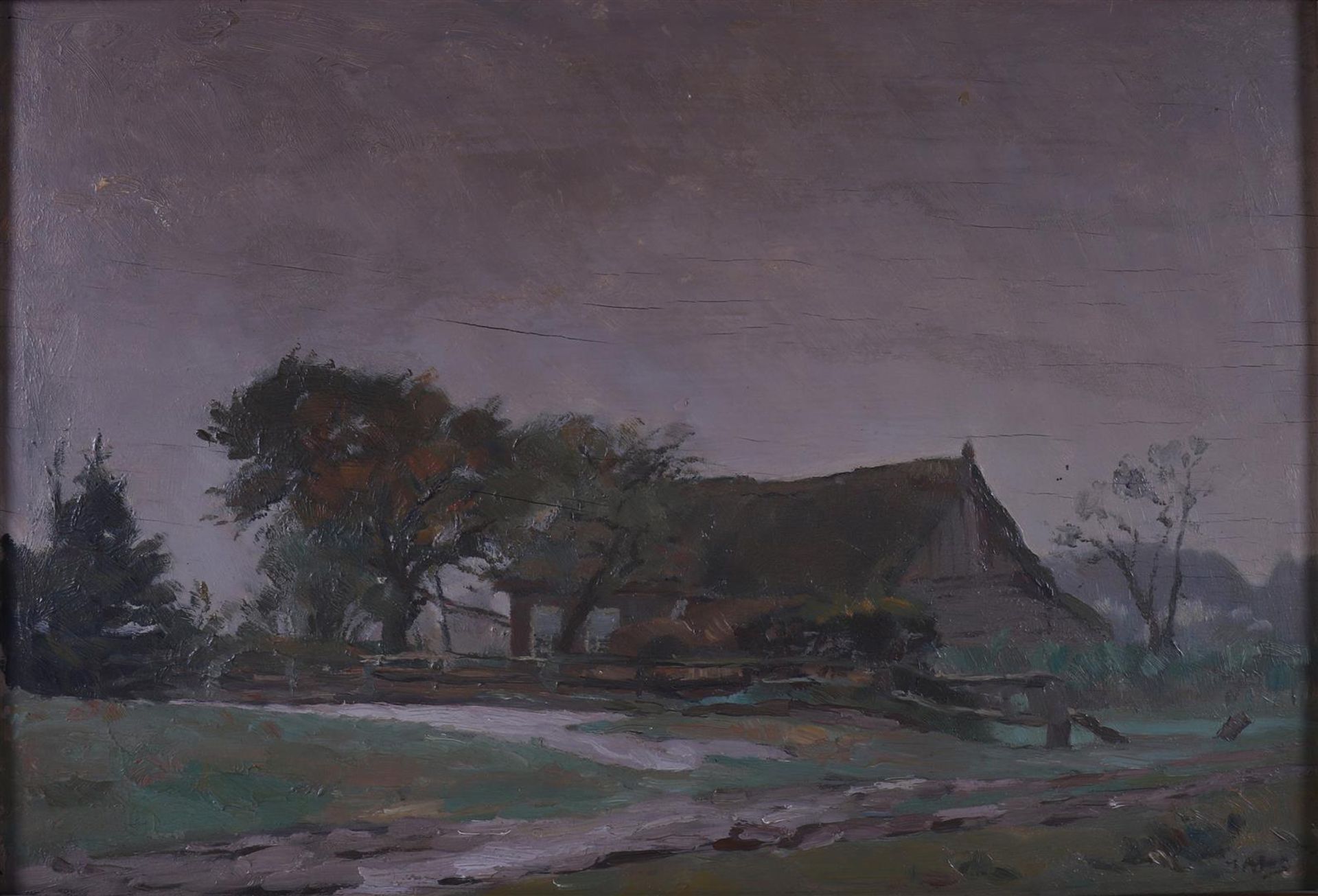 Ates, Johannes Frans (Johan) (Sneek 1877-1953) 'Farm in landscape', - Image 2 of 5