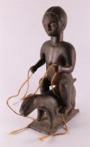 Ethnography. A wooden Ashanti horseman, Africa, Ghana, Omanthene.