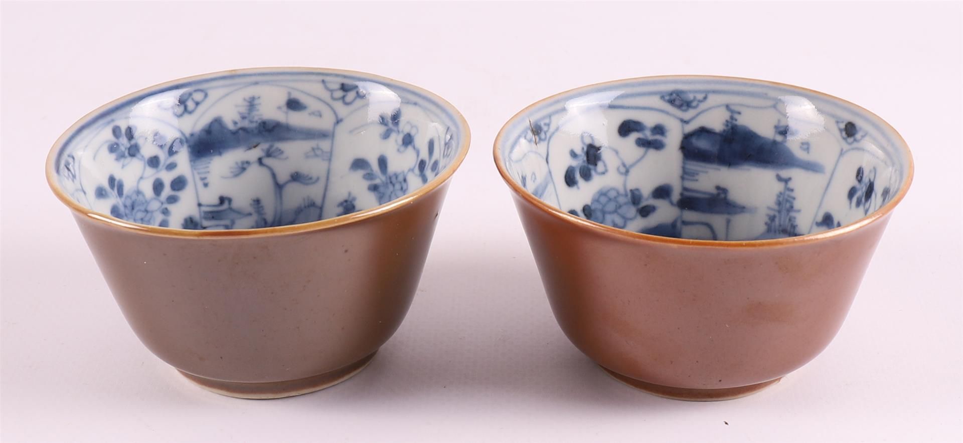 A series of blue/white and capuchin porcelain cups and saucers, China, Qianlong - Image 16 of 18