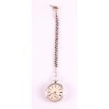 A men's vest pocket watch in silver case and ditto chain, England,
