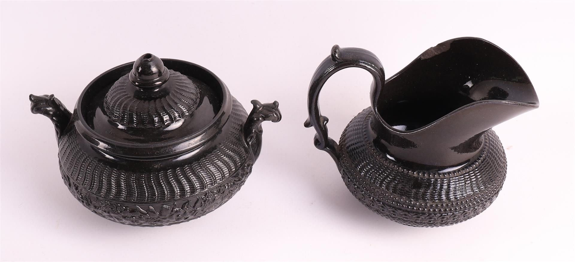 A so-called black basalt porcelain tea set fragment, England, Wedgwood, - Image 3 of 9