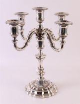 A 3rd grade 800/1000 silver 5-light candlestick with a weighted base.