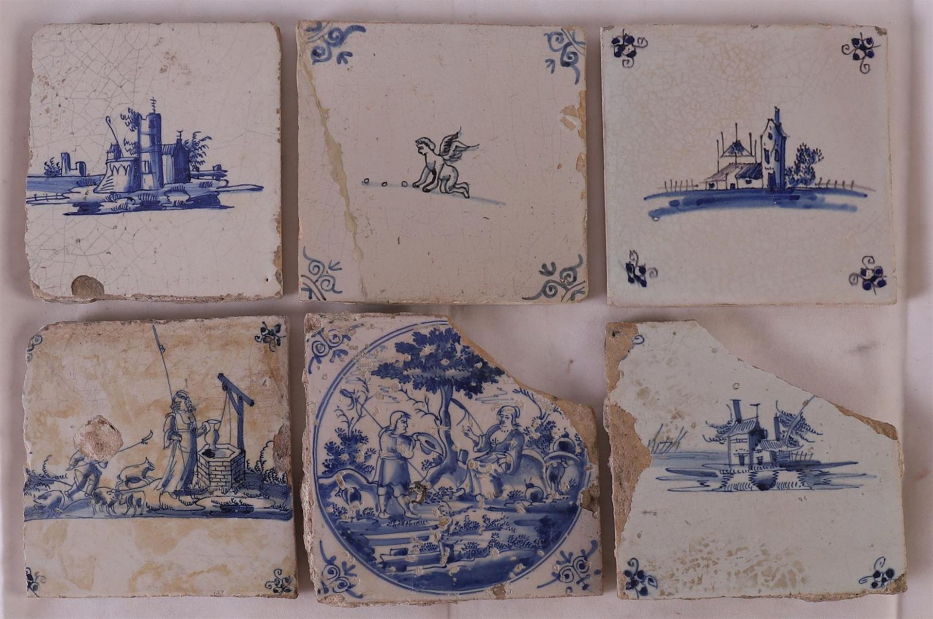 Twelve blue/white tiles with various scenes, 17th/18th century - Image 2 of 2