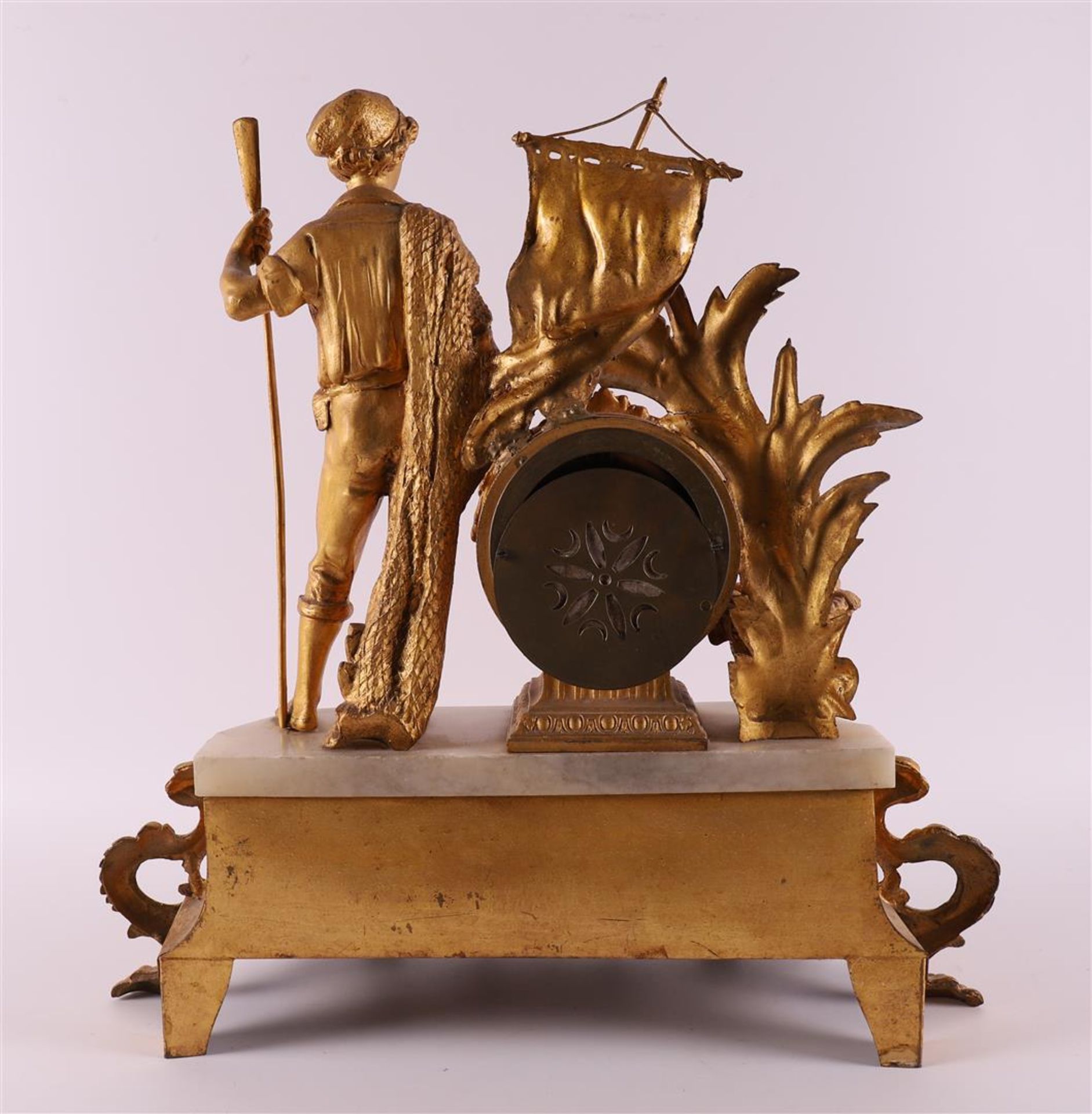 A bronzed white metal mantel clock, France, late 19th century. - Image 4 of 6