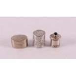 Three various second grade 835/1000 silver pill boxes, 20th century
