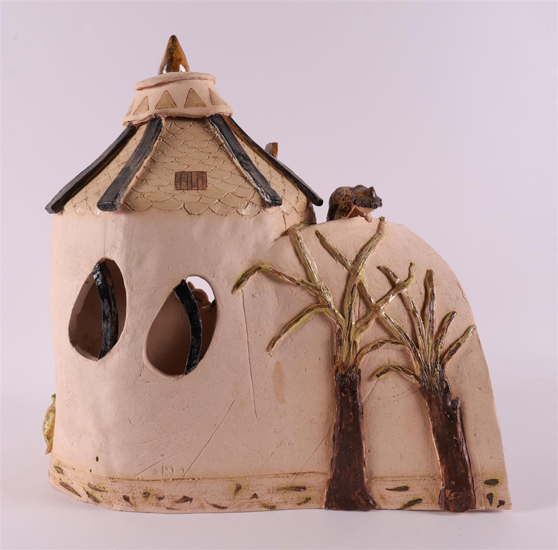 A ceramic sculpture of children near a tent, modern/contemporary. - Image 4 of 5