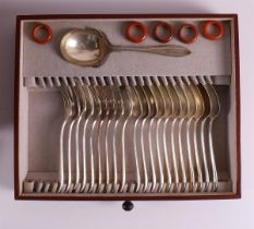 A silver-plated Wellner cutlery in cassette, mid-20th century