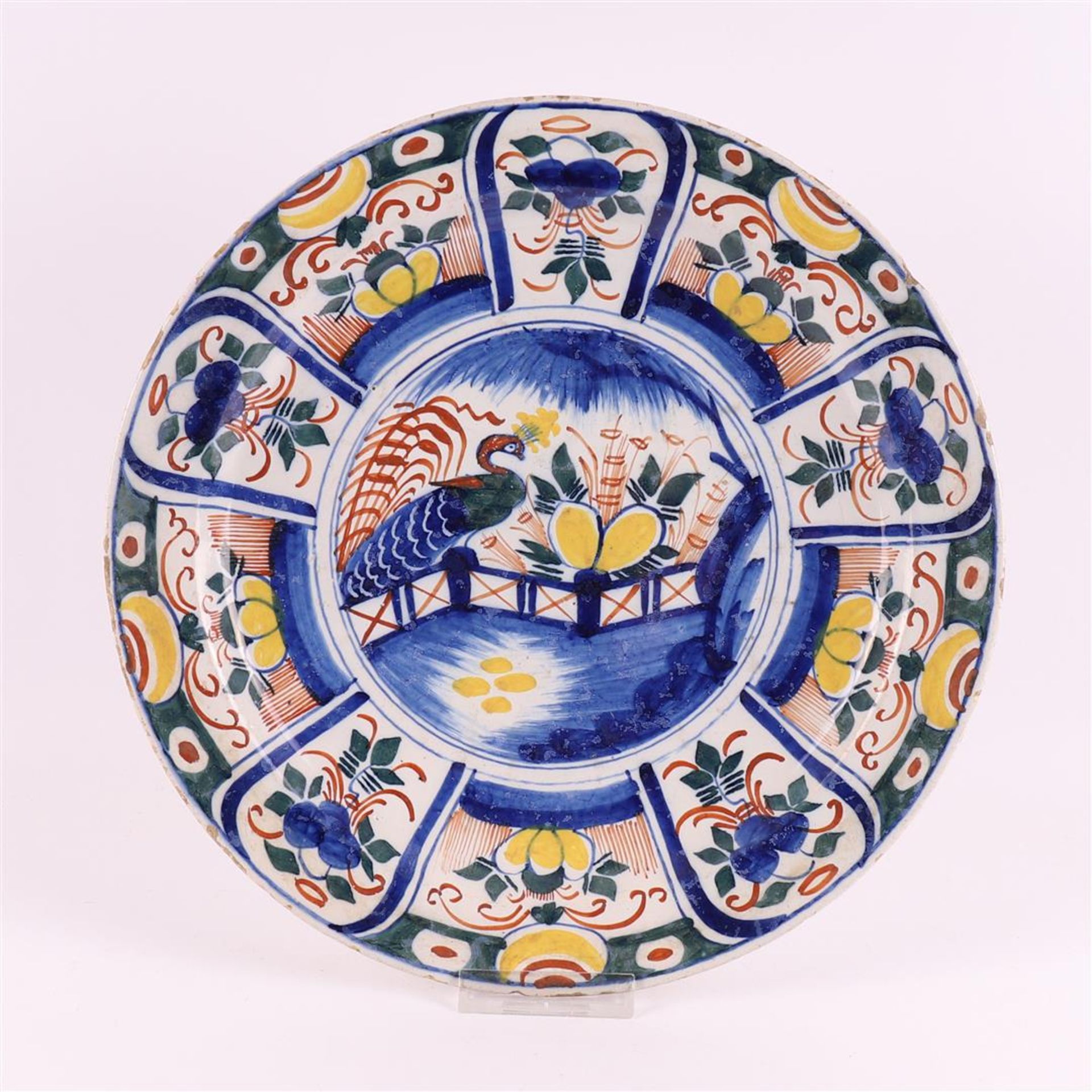 A polychrome Delft earthenware dish, 18th century.