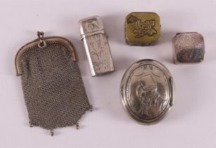 A second grade silver match box and ditto pill box, 19th century.