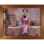 Yian Yong (Chinese school 20th century) 'Woman in interior',