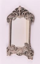 A mirror in white pewter Art Nouveau frame, 20th century.