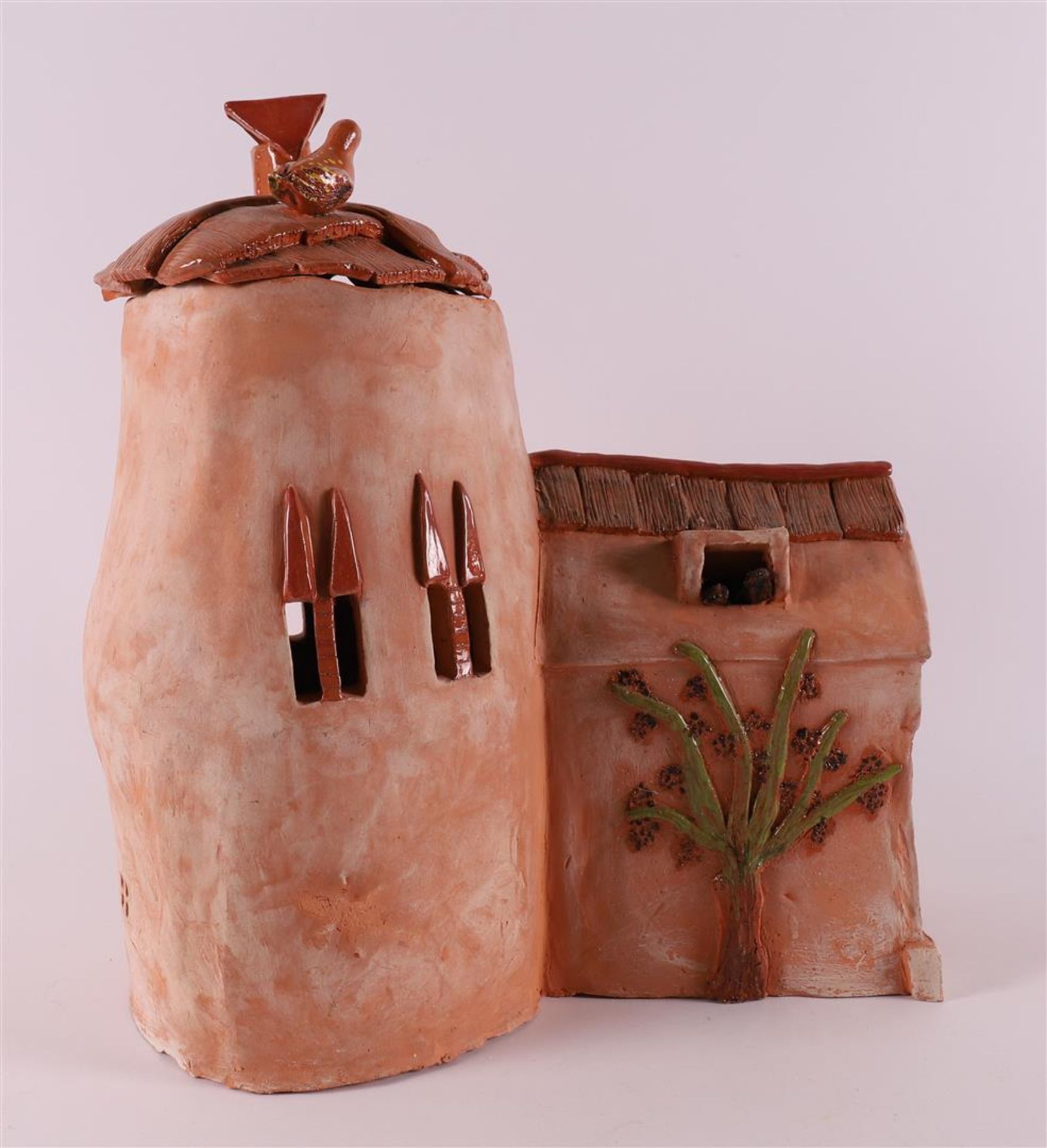 A ceramic sculpture of a house with a loose roof, modern/contemporary. - Image 2 of 8