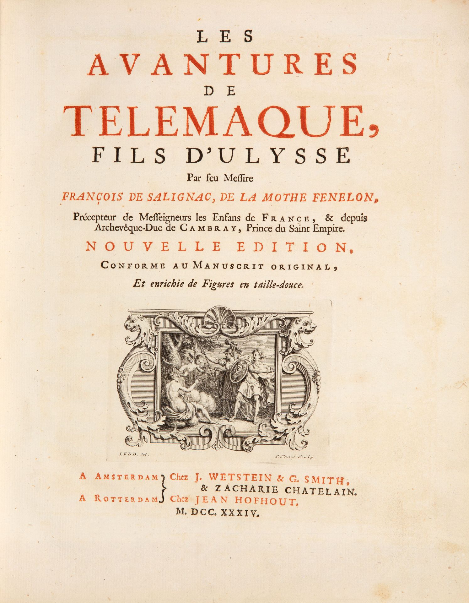 F. Fénelon, Les avantures de Telemaque, fils d'Ulysse ... Nouvelle édition. 2 Tle. in 1 Bd. Amsterda