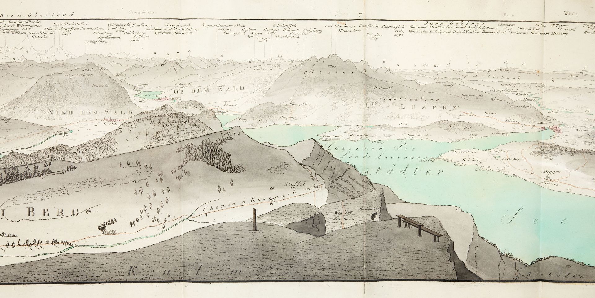 H. Keller, Panorama vom Rigi Berg gezeichnet. Zürich 1823. - Mit Beiheft "Beschreibung des Rigibergs - Image 5 of 7