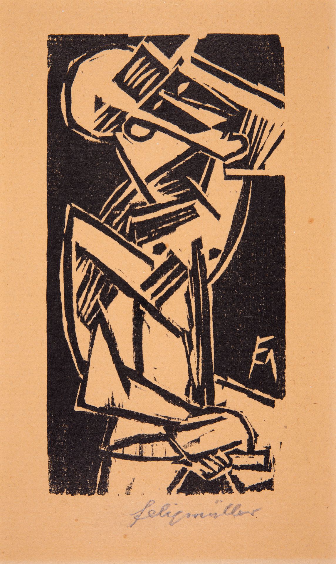 Conrad Felixmüller. Selbstmörder. 1917. Holzschnitt. Signiert. Söhn 95 b.