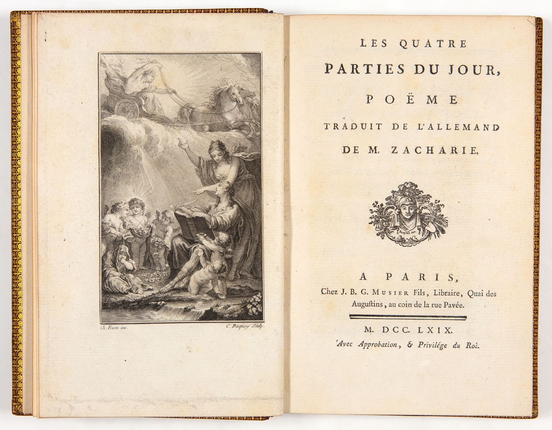 J. Fr. W. Zachariä, Les quatre parties du jour. Paris 1769. - Image 2 of 3