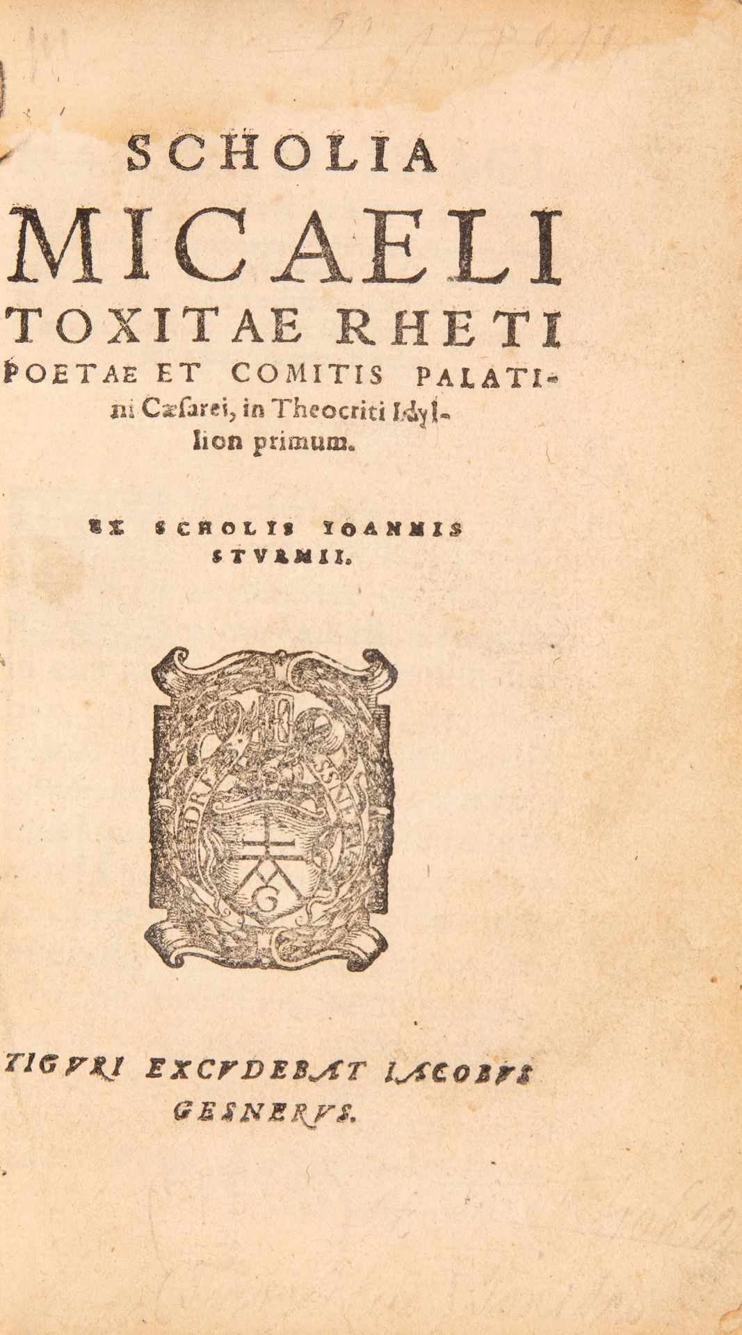 M. Toxites, Schola Micaeli toxitae rheti. Zürich 1562. Dazu: J. Sturm, De amissa dicendi ratione lib