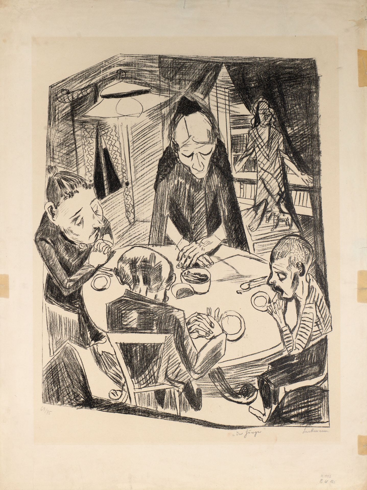 Max Beckmann. Der Hunger. 1919. Lithographie. Signiert. Ex. 69/75. H 143 B.