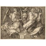 Albrecht Dürer. Das Schweißtuch, von zwei Engeln gehalten. Um 1513. Kupferstich. Meder 26 b/c; Barts
