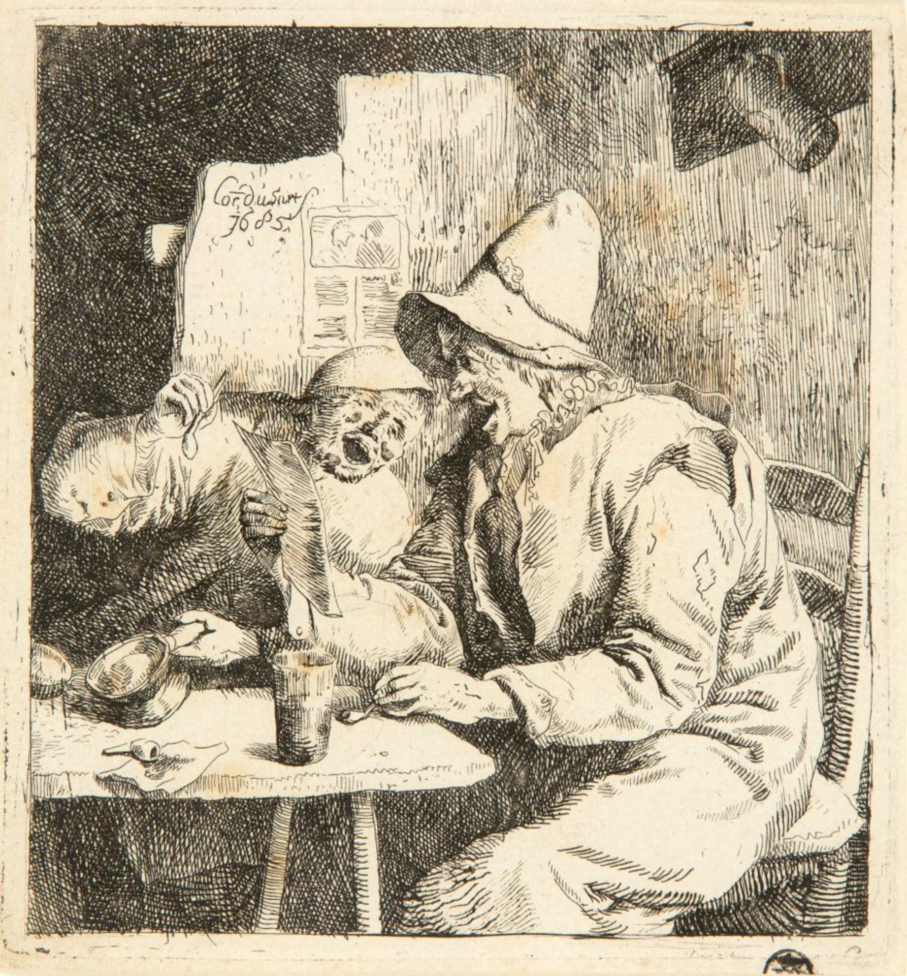 Cornelis Dusart. Die beiden Sänger im Wirtshaus. 1685. Radierung. H. 3, I (von 2).