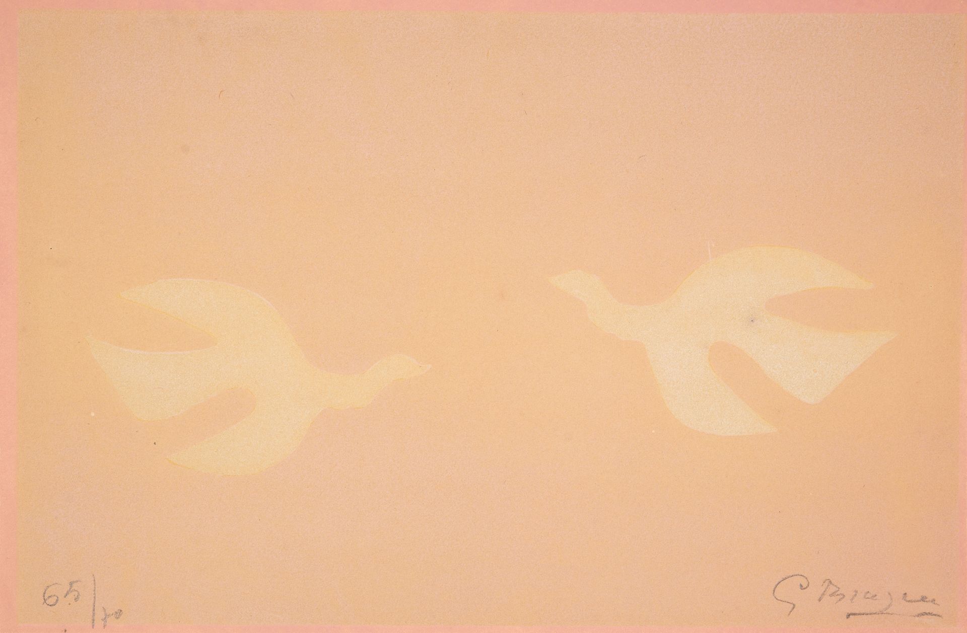 Georges Braque. Ohne Titel (aus: Le tir à l'arc). 1960. Farblithographie. Signiert. Ex. 65/70. Valli