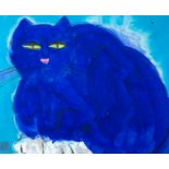 Walasse Ting. Ohne Titel (Katze). Tusche und Gouache. Signaturstempel.