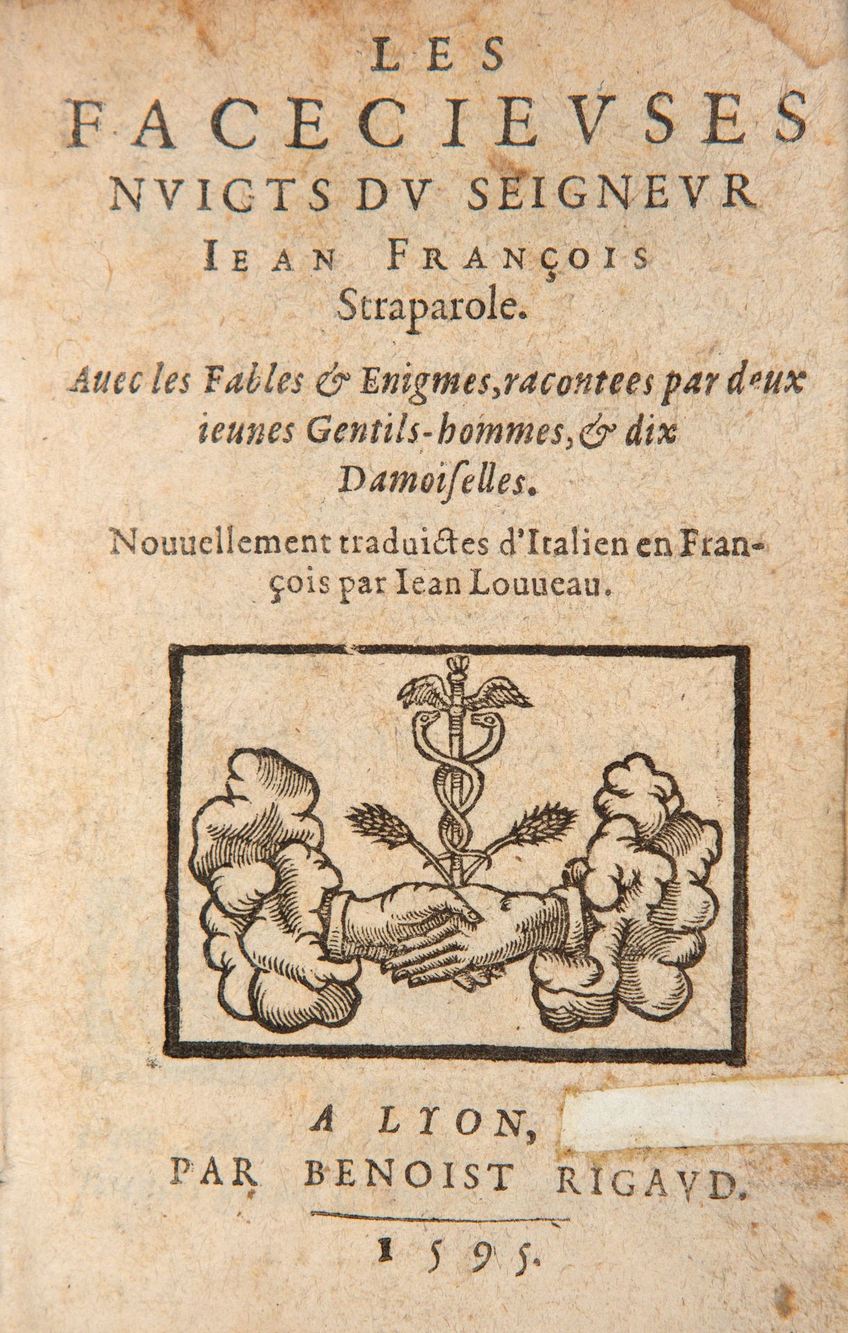 F. Straparola, Les facesieuses nuicts. Lyon 1595.