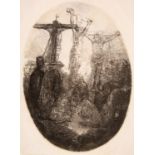 Rembrandt. Christus am Kreuz zwischen den zwei Schächern. Um 1641. Radierung. New Hollstein 196 II (