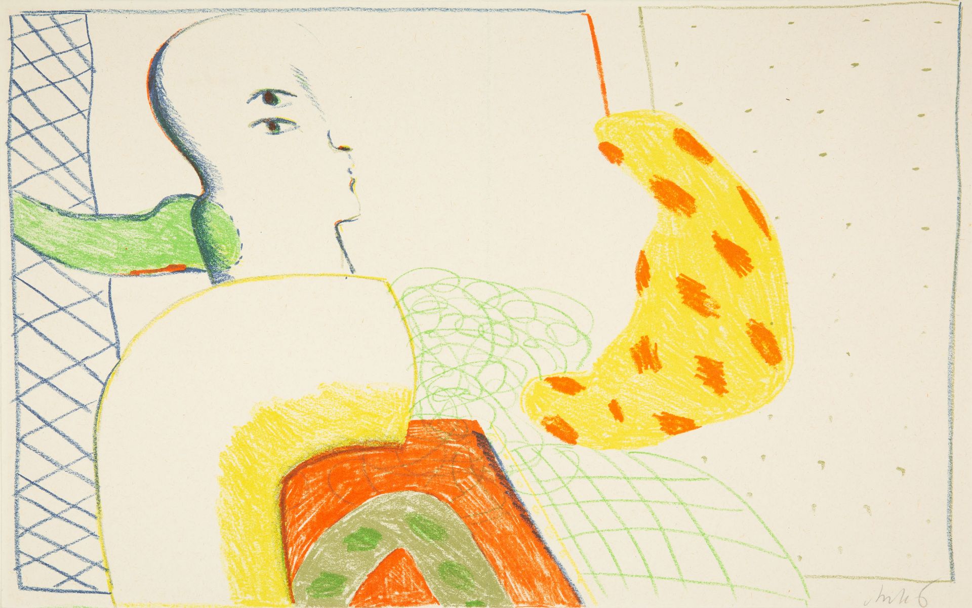 Horst Antes. Ohne Titel (aus: Katalog Galerie Stangl). 1965. Farb-Offsetlithographie. Signiert.