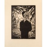 Erich Heckel. Mann in der Ebene (In der Ebene). 1917. Holzschnitt. Signiert. Ebner/Gabelmann 715 H I