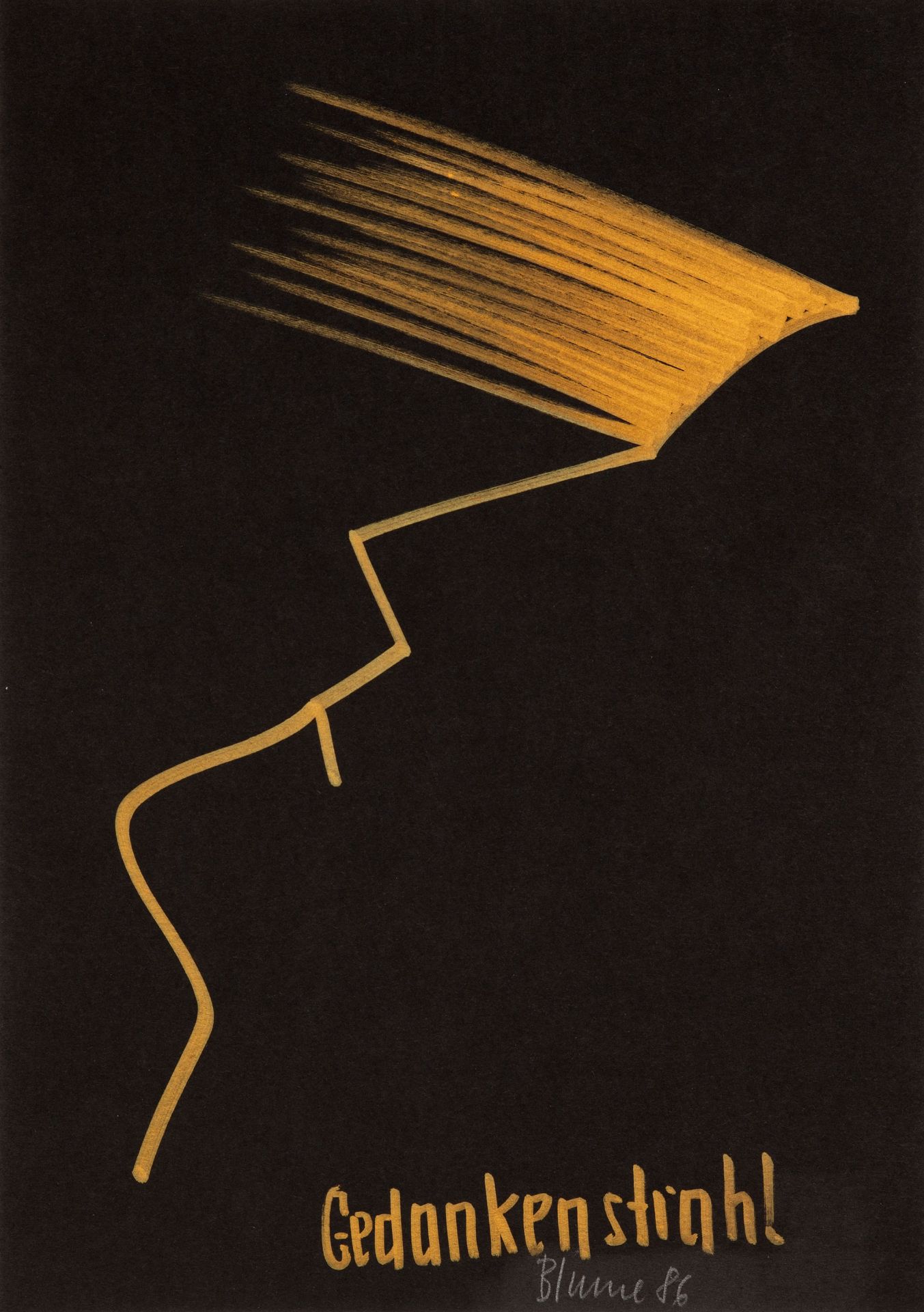 Bernhard Johannes Blume. Odem aus Gold / Speisung / Gedankenstrahl. 1986. 3 Blatt Goldlackstift auf  - Bild 3 aus 3