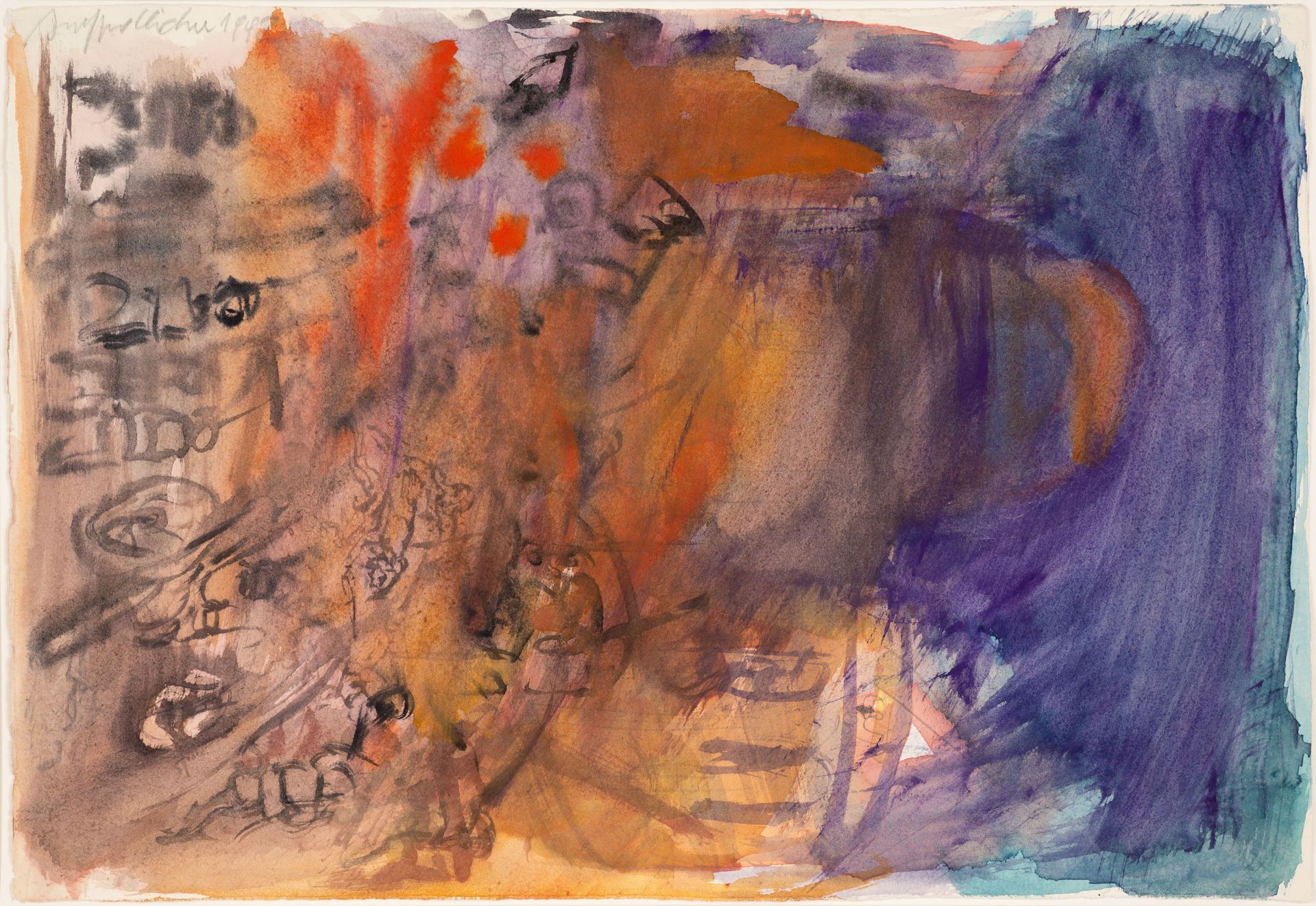 Alfred Hrdlicka. Ohne Titel. 1998. Aquarell auf Papier. Signiert.