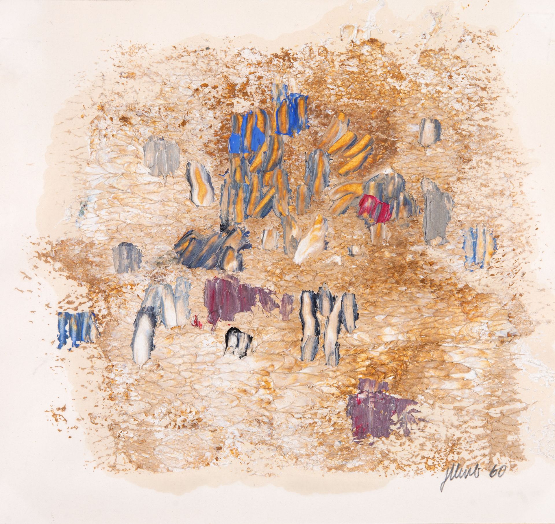 Fritz Winter. Ohne Titel. 1960. Öl auf Papier. Signiert.