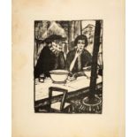 Erich Heckel. In der Muschelstube II (Gent). 1916. Kreide- und Pinsellithographie, verso Illustr. vo