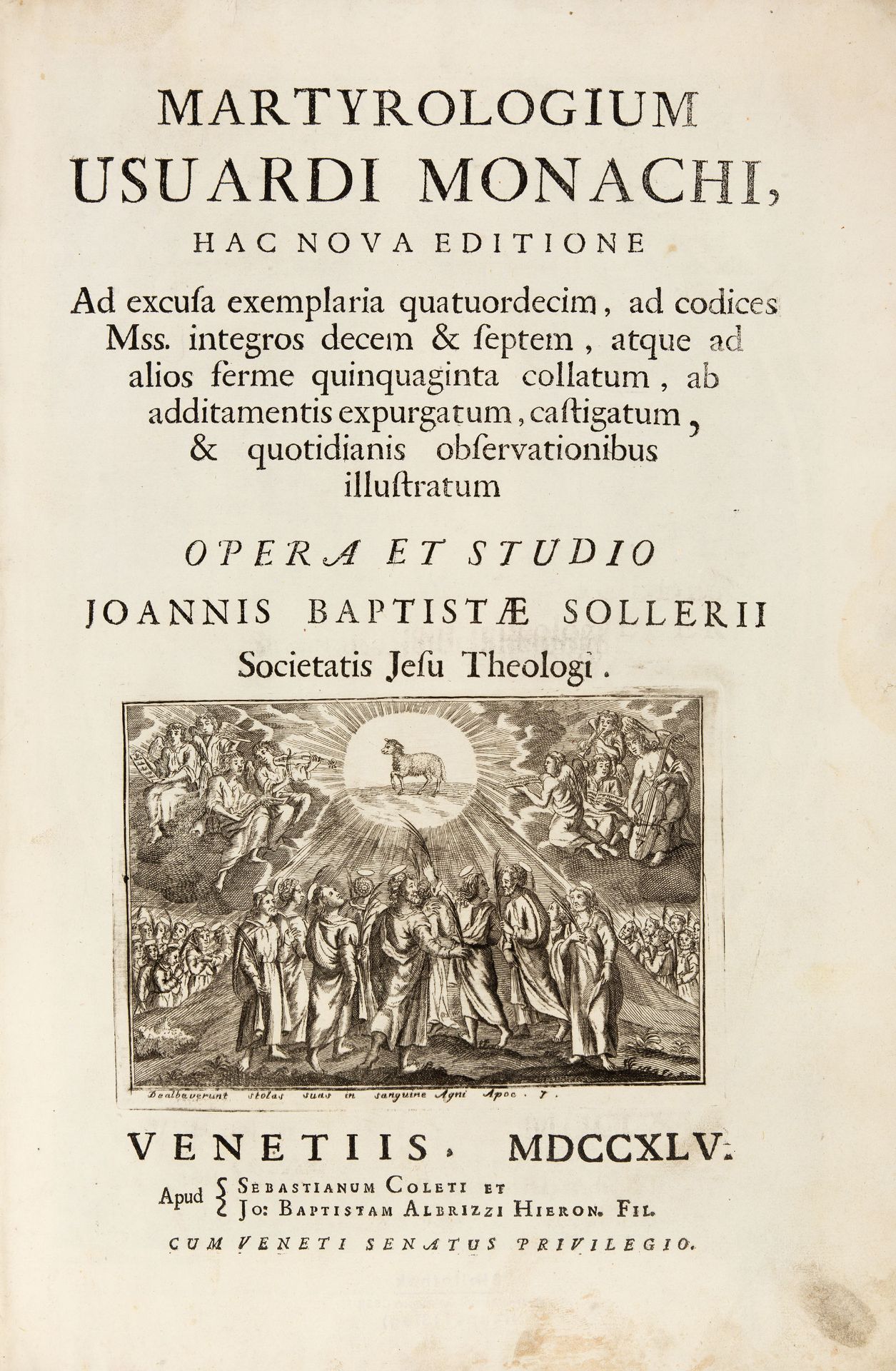 J. B. de Sollier, Martyrologium usuardi monachi. Venedig 1745.