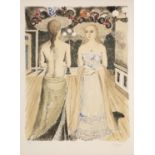 Paul Delvaux. The Rivals. 1966. Farblithographie. Signiert. Ex. 55/75.